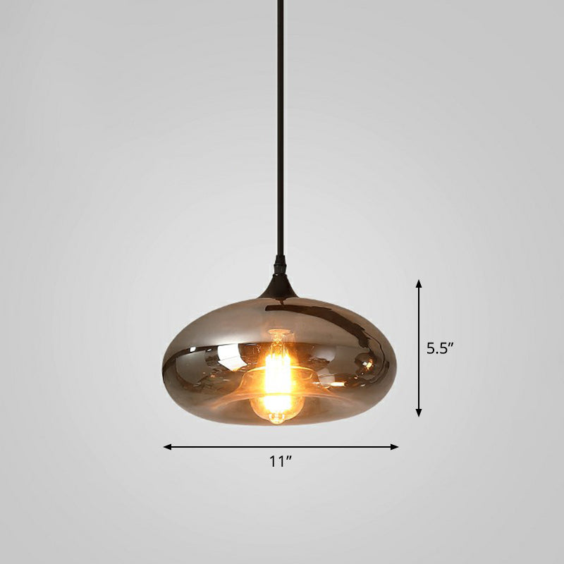 1 Bulb Hanging Light Simplicity Shaded Smoke Gray Glass Pendant Lighting Fixture Smoke Gray A Clearhalo 'Ceiling Lights' 'Glass shade' 'Glass' 'Industrial Pendants' 'Industrial' 'Middle Century Pendants' 'Pendant Lights' 'Pendants' 'Tiffany' Lighting' 2290033
