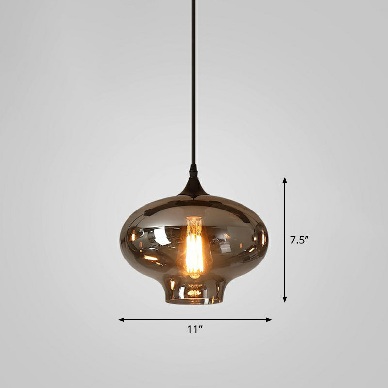 1 Bulb Hanging Light Simplicity Shaded Smoke Gray Glass Pendant Lighting Fixture Smoke Gray C Clearhalo 'Ceiling Lights' 'Glass shade' 'Glass' 'Industrial Pendants' 'Industrial' 'Middle Century Pendants' 'Pendant Lights' 'Pendants' 'Tiffany' Lighting' 2290034