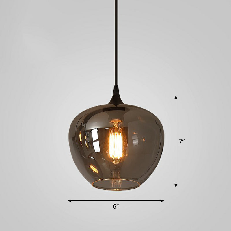 1 Bulb Hanging Light Simplicity Shaded Smoke Gray Glass Pendant Lighting Fixture Smoke Gray E Clearhalo 'Ceiling Lights' 'Glass shade' 'Glass' 'Industrial Pendants' 'Industrial' 'Middle Century Pendants' 'Pendant Lights' 'Pendants' 'Tiffany' Lighting' 2290036