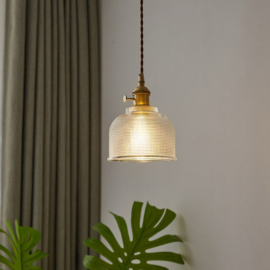 Clear Prismatic Glass Bell Hanging Light Simplicity 1-Light Dining Room Hanging Light Fixture Clearhalo 'Ceiling Lights' 'Glass shade' 'Glass' 'Industrial Pendants' 'Industrial' 'Middle Century Pendants' 'Pendant Lights' 'Pendants' 'Tiffany' Lighting' 2290061