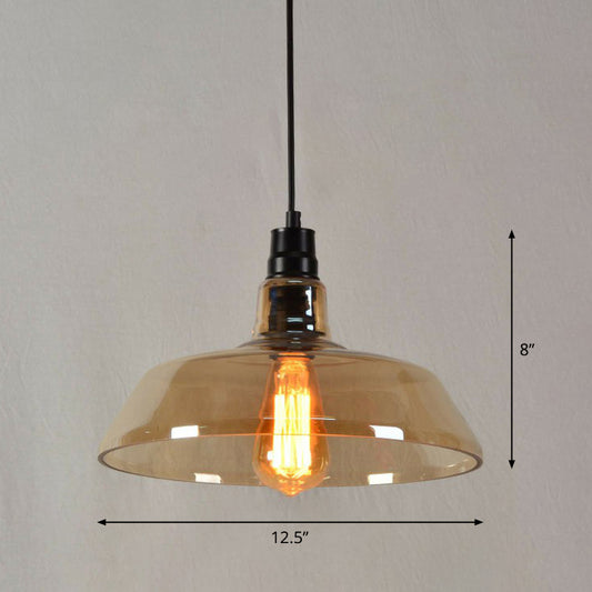 Pot Cover Glass Hanging Lamp Vintage Style Single-Bulb Restaurant Lighting Pendant Clearhalo 'Ceiling Lights' 'Glass shade' 'Glass' 'Industrial Pendants' 'Industrial' 'Middle Century Pendants' 'Pendant Lights' 'Pendants' 'Tiffany' Lighting' 2290071