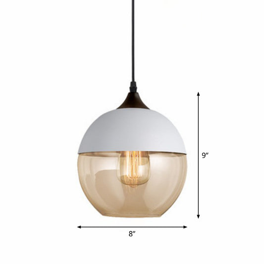 Amber Glass Shaded Hanging Lamp Vintage Style Single-Bulb Dining Room Lighting Pendant White A Clearhalo 'Ceiling Lights' 'Glass shade' 'Glass' 'Industrial Pendants' 'Industrial' 'Middle Century Pendants' 'Pendant Lights' 'Pendants' 'Tiffany' Lighting' 2290089