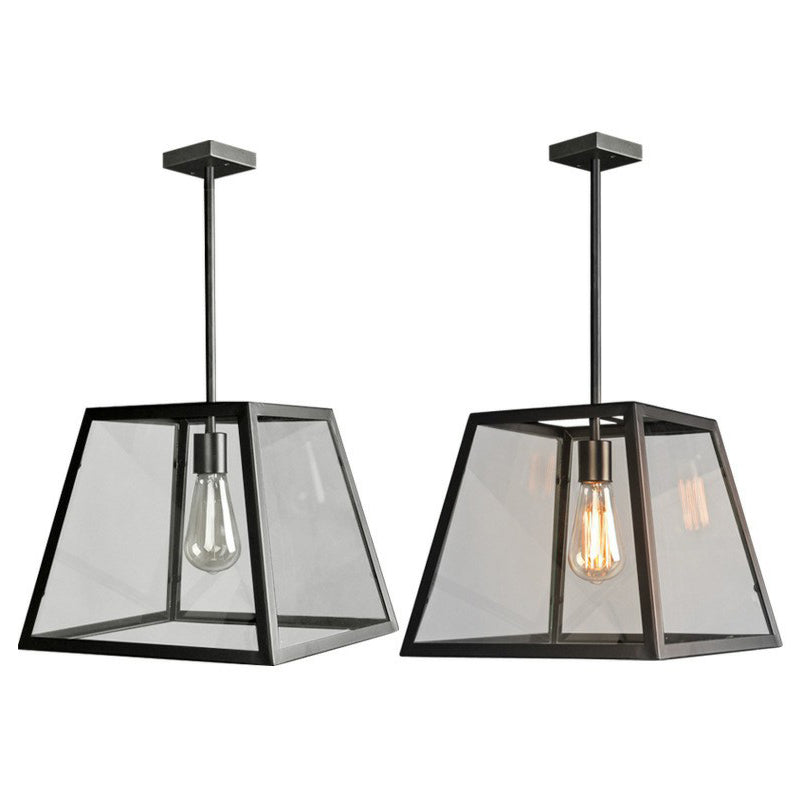 1-Light Pendant Light Antique Trapezoid Clear Glass Hanging Light for Restaurant Clearhalo 'Art Deco Pendants' 'Cast Iron' 'Ceiling Lights' 'Ceramic' 'Crystal' 'Industrial Pendants' 'Industrial' 'Metal' 'Middle Century Pendants' 'Pendant Lights' 'Pendants' 'Tiffany' Lighting' 2290100