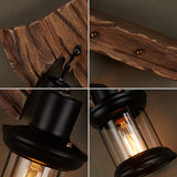 Wooden Ax Wall Sconce Light Country 1 Head Bedroom Wall Lighting with Lantern Shade Clearhalo 'Industrial wall lights' 'Industrial' 'Middle century wall lights' 'Rustic wall lights' 'Tiffany' 'Wall Lamps & Sconces' 'Wall Lights' Lighting' 2290114