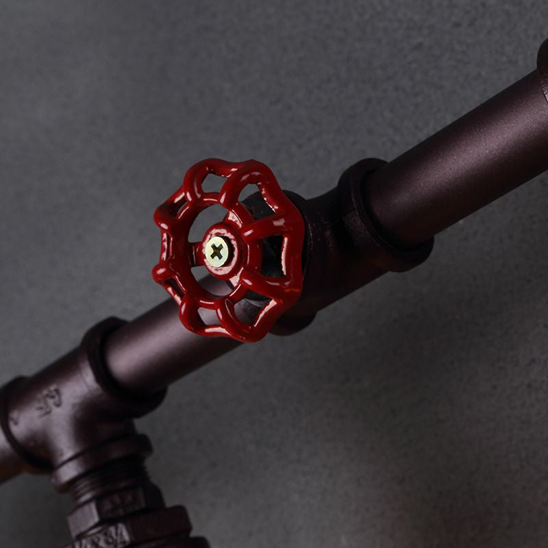 Rust Water Pipe Wall Light Steampunk Iron Restaurant Wall Mounted Lamp with Linear Design Clearhalo 'Art deco wall lights' 'Cast Iron' 'Glass' 'Industrial wall lights' 'Industrial' 'Middle century wall lights' 'Modern' 'Rustic wall lights' 'Tiffany' 'Traditional wall lights' 'Wall Lamps & Sconces' 'Wall Lights' Lighting' 2290141
