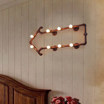 Rust 8-Bulb Wall Lamp Industrial Metal Arrow Shaped Sconce Light Fixture for Bedroom Rust Clearhalo 'Art deco wall lights' 'Cast Iron' 'Glass' 'Industrial wall lights' 'Industrial' 'Middle century wall lights' 'Modern' 'Rustic wall lights' 'Tiffany' 'Traditional wall lights' 'Wall Lamps & Sconces' 'Wall Lights' Lighting' 2290142