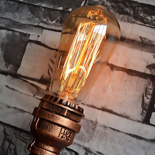 Single-Bulb Sconce Light Industrial Water Pipe Metal Wall Lamp in Rust for Garage Clearhalo 'Art deco wall lights' 'Cast Iron' 'Glass' 'Industrial wall lights' 'Industrial' 'Middle century wall lights' 'Modern' 'Rustic wall lights' 'Tiffany' 'Traditional wall lights' 'Wall Lamps & Sconces' 'Wall Lights' Lighting' 2290172