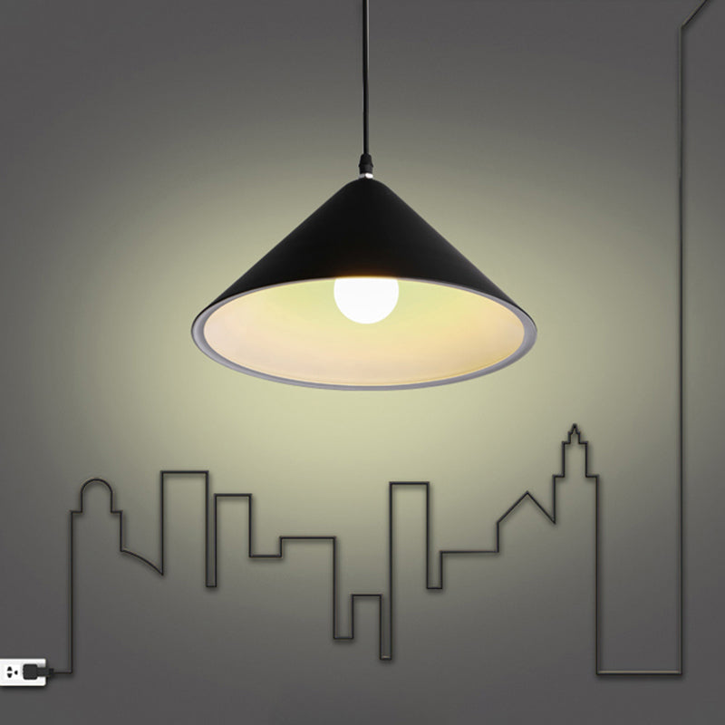 Conical Dining Room Pendant Light Minimalistic Metal 1 Head Hanging Light Fixture Clearhalo 'Art Deco Pendants' 'Black' 'Cast Iron' 'Ceiling Lights' 'Ceramic' 'Crystal' 'Industrial Pendants' 'Industrial' 'Metal' 'Middle Century Pendants' 'Pendant Lights' 'Pendants' 'Rustic Pendants' 'Tiffany' Lighting' 2290228