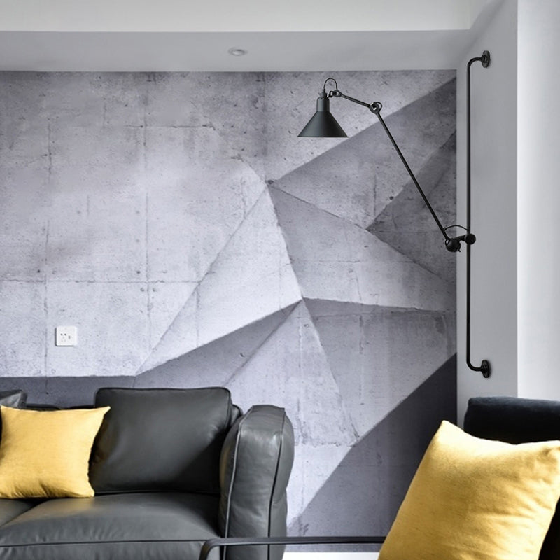 1 Head Shaded Wall Mount Reading Light Loft Style Metal Wall Lighting with Adjustable Arm Clearhalo 'Art deco wall lights' 'Cast Iron' 'Glass' 'Industrial wall lights' 'Industrial' 'Middle century wall lights' 'Modern' 'Rustic wall lights' 'Tiffany' 'Traditional wall lights' 'Wall Lamps & Sconces' 'Wall Lights' Lighting' 2290229