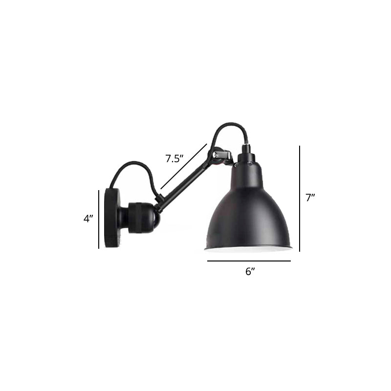 1 Head Shaded Wall Mount Reading Light Loft Style Metal Wall Lighting with Adjustable Arm Black E Clearhalo 'Art deco wall lights' 'Cast Iron' 'Glass' 'Industrial wall lights' 'Industrial' 'Middle century wall lights' 'Modern' 'Rustic wall lights' 'Tiffany' 'Traditional wall lights' 'Wall Lamps & Sconces' 'Wall Lights' Lighting' 2290245