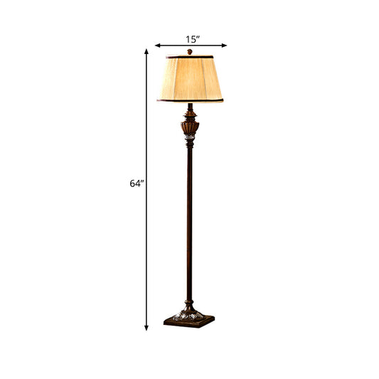 Rust 1 Light Floor Light Traditional Resin Column Standing Lamp with Cone Fabric Shade Clearhalo 'Floor Lamps' 'Lamps' Lighting' 229024
