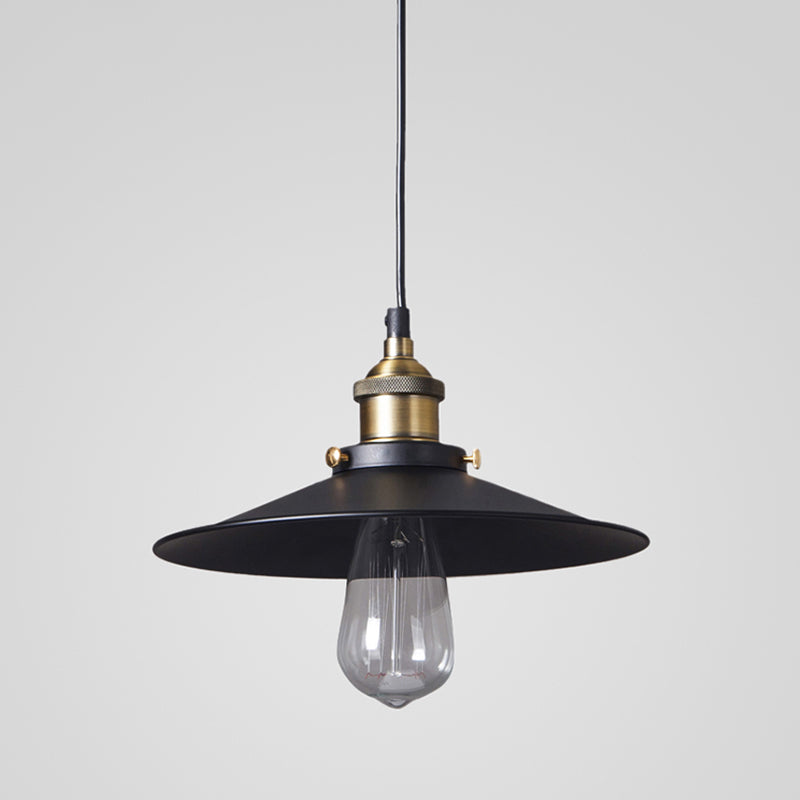 Black Finish Saucer Pendant Ceiling Lamp Retro Metal 1 Bulb Dining Room Hanging Light Kit Black Clearhalo 'Art Deco Pendants' 'Black' 'Cast Iron' 'Ceiling Lights' 'Ceramic' 'Crystal' 'Industrial Pendants' 'Industrial' 'Metal' 'Middle Century Pendants' 'Pendant Lights' 'Pendants' 'Rustic Pendants' 'Tiffany' Lighting' 2290255