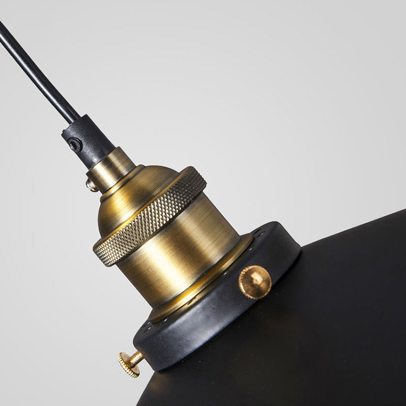 Black Finish Saucer Pendant Ceiling Lamp Retro Metal 1 Bulb Dining Room Hanging Light Kit Clearhalo 'Art Deco Pendants' 'Black' 'Cast Iron' 'Ceiling Lights' 'Ceramic' 'Crystal' 'Industrial Pendants' 'Industrial' 'Metal' 'Middle Century Pendants' 'Pendant Lights' 'Pendants' 'Rustic Pendants' 'Tiffany' Lighting' 2290258