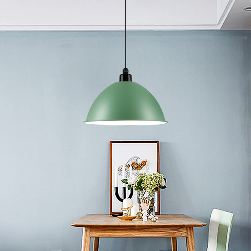 Macaron Dome Shade Pendant Light 1 Head Metallic Ceiling Suspension Lamp for Dining Room Clearhalo 'Art Deco Pendants' 'Cast Iron' 'Ceiling Lights' 'Ceramic' 'Crystal' 'Industrial Pendants' 'Industrial' 'Metal' 'Middle Century Pendants' 'Pendant Lights' 'Pendants' 'Tiffany' Lighting' 2290264