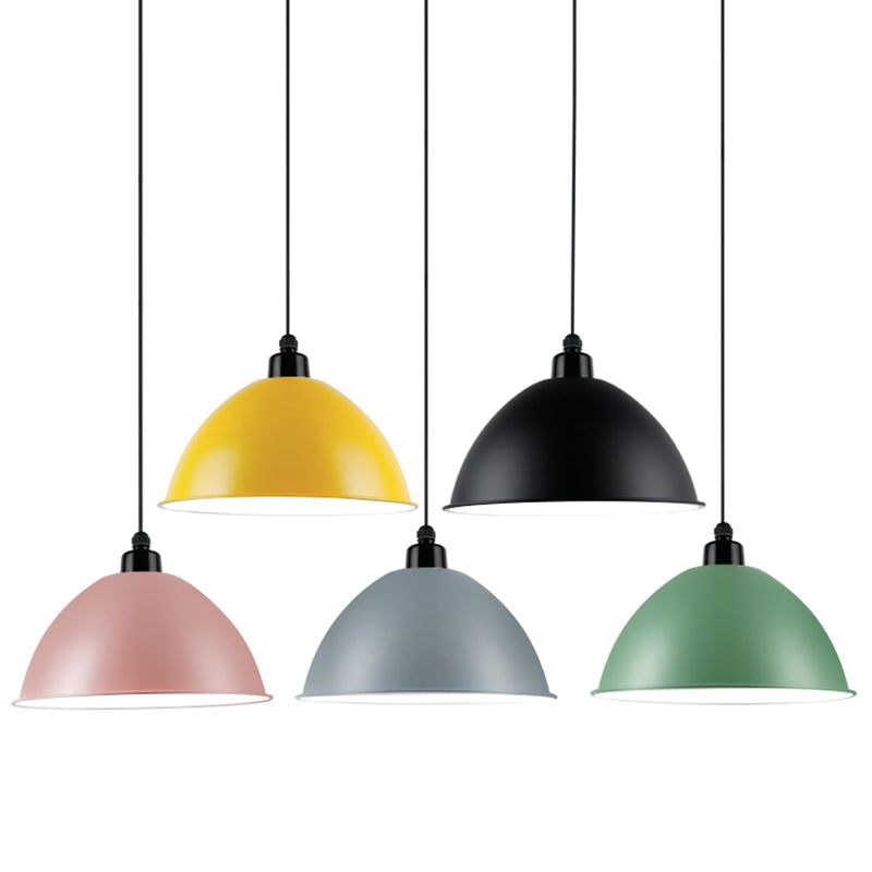 Macaron Dome Shade Pendant Light 1 Head Metallic Ceiling Suspension Lamp for Dining Room Clearhalo 'Art Deco Pendants' 'Cast Iron' 'Ceiling Lights' 'Ceramic' 'Crystal' 'Industrial Pendants' 'Industrial' 'Metal' 'Middle Century Pendants' 'Pendant Lights' 'Pendants' 'Tiffany' Lighting' 2290266