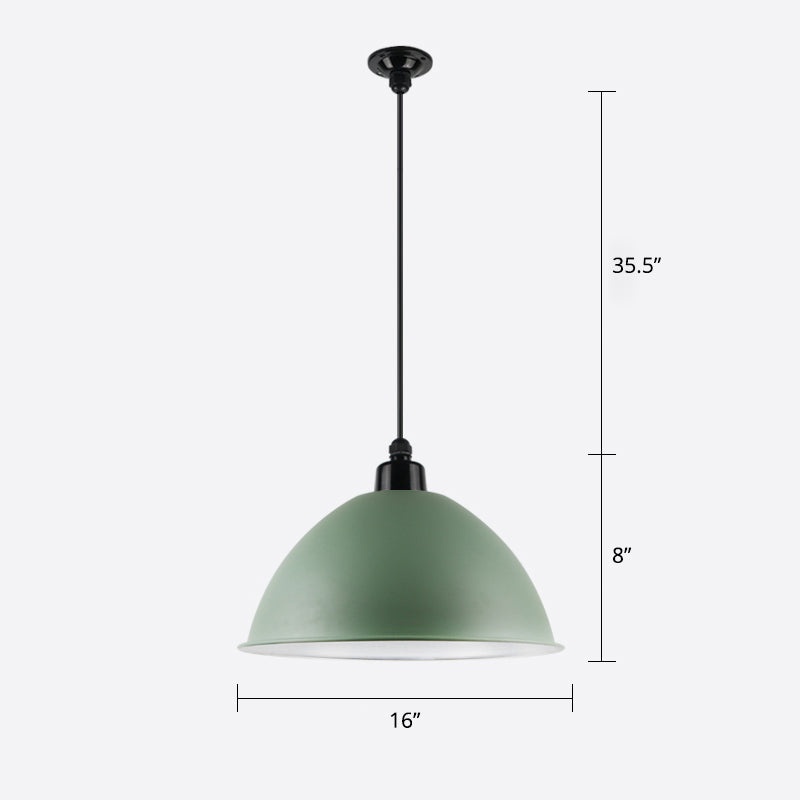 Macaron Dome Shade Pendant Light 1 Head Metallic Ceiling Suspension Lamp for Dining Room Green 16" Clearhalo 'Art Deco Pendants' 'Cast Iron' 'Ceiling Lights' 'Ceramic' 'Crystal' 'Industrial Pendants' 'Industrial' 'Metal' 'Middle Century Pendants' 'Pendant Lights' 'Pendants' 'Tiffany' Lighting' 2290267