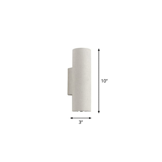 Nordic 2-Bulb Up Down Light Cylindrical Wall Lamp Sconce with Terrazzo Shade for Stairs White Clearhalo 'Modern wall lights' 'Modern' 'Wall Lamps & Sconces' 'Wall Lights' Lighting' 2290322