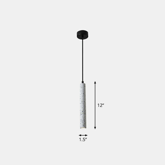 Tube LED Pendant Spotlight Minimalist Terrazzo Dining Room Hanging Ceiling Light White Clearhalo 'Ceiling Lights' 'Modern Pendants' 'Modern' 'Pendant Lights' 'Pendants' Lighting' 2290355