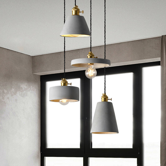 Nordic Single-Bulb Ceiling Hang Light Grey Horn Shaped Drop Pendant with Cement Shade Clearhalo 'Ceiling Lights' 'Modern Pendants' 'Modern' 'Pendant Lights' 'Pendants' Lighting' 2290368
