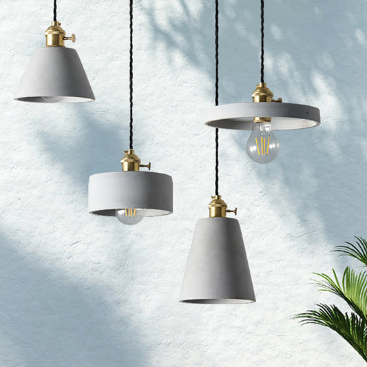 Nordic Single-Bulb Ceiling Hang Light Grey Horn Shaped Drop Pendant with Cement Shade Clearhalo 'Ceiling Lights' 'Modern Pendants' 'Modern' 'Pendant Lights' 'Pendants' Lighting' 2290370