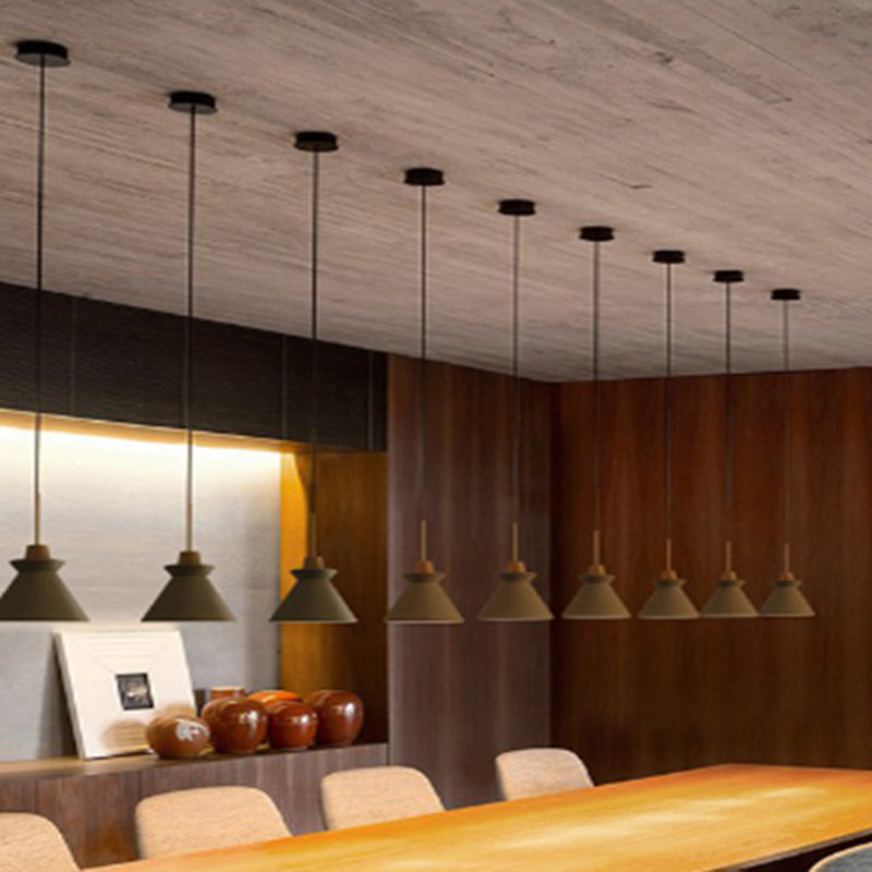 1 Head Dining Room Hanging Light Minimalist Wood Pendant with Conical Cement Shade Clearhalo 'Ceiling Lights' 'Modern Pendants' 'Modern' 'Pendant Lights' 'Pendants' Lighting' 2290372