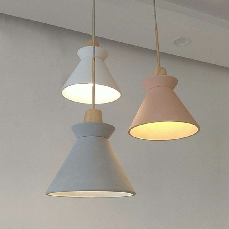 1 Head Dining Room Hanging Light Minimalist Wood Pendant with Conical Cement Shade Clearhalo 'Ceiling Lights' 'Modern Pendants' 'Modern' 'Pendant Lights' 'Pendants' Lighting' 2290377
