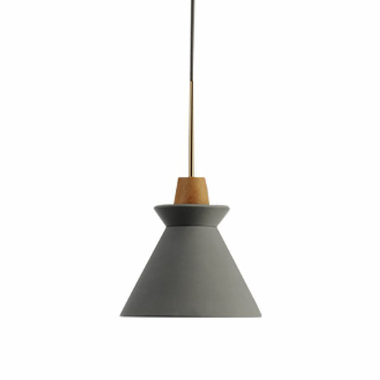 1 Head Dining Room Hanging Light Minimalist Wood Pendant with Conical Cement Shade Clearhalo 'Ceiling Lights' 'Modern Pendants' 'Modern' 'Pendant Lights' 'Pendants' Lighting' 2290381