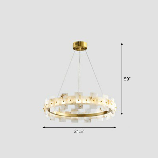 Marble Circle Hanging Lamp Minimalism White and Brass LED Pendant Light for Dining Room Clearhalo 'Ceiling Lights' 'Modern Pendants' 'Modern' 'Pendant Lights' 'Pendants' Lighting' 2290411