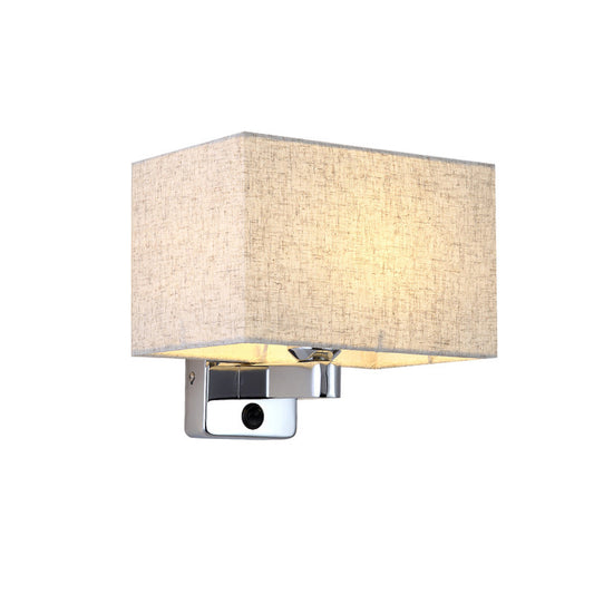 Rectangular Shade Wall Lamp Simple Style Single Living Room Wall Lighting in Flaxen Clearhalo 'Cast Iron' 'Glass' 'Industrial' 'Modern wall lights' 'Modern' 'Tiffany' 'Traditional wall lights' 'Wall Lamps & Sconces' 'Wall Lights' Lighting' 2290416