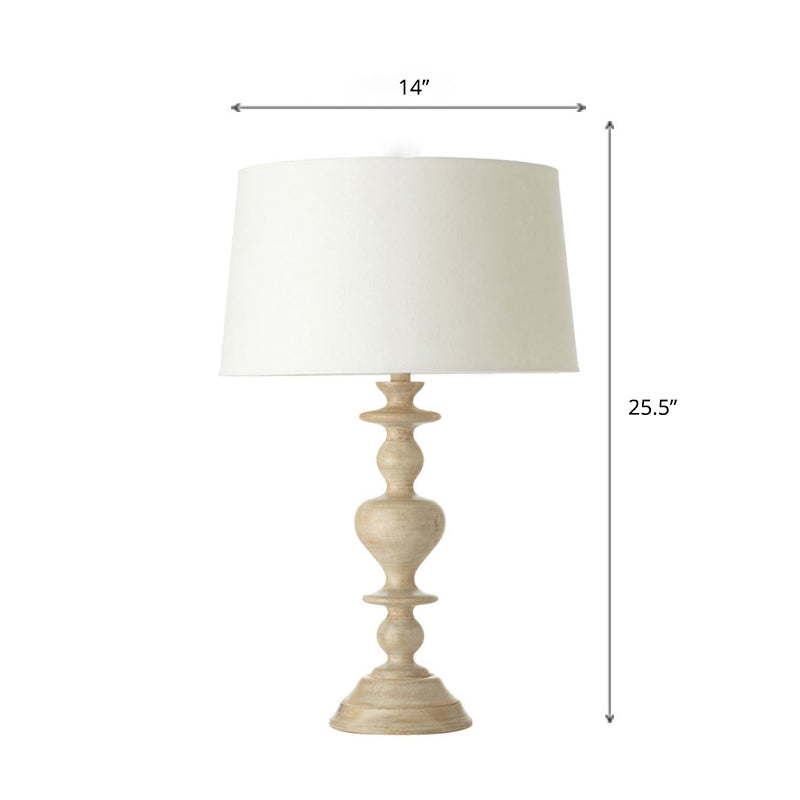 Tapered Bedroom Nightstand Light Minimalism Fabric 1 Head Table Lamp with Baluster Base Clearhalo 'Lamps' 'Table Lamps' Lighting' 2290425