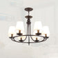 Classic Tapered Drum Suspension Light Fabric LED Chandelier Light in Black for Living Room Clearhalo 'Ceiling Lights' 'Chandeliers' Lighting' options 2290428