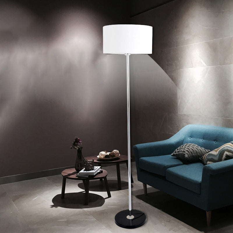 Drum Shade Standing Lighting Contemporary Fabric Single-Bulb Living Room Floor Lamp Clearhalo 'Floor Lamps' 'Lamps' Lighting' 2290438