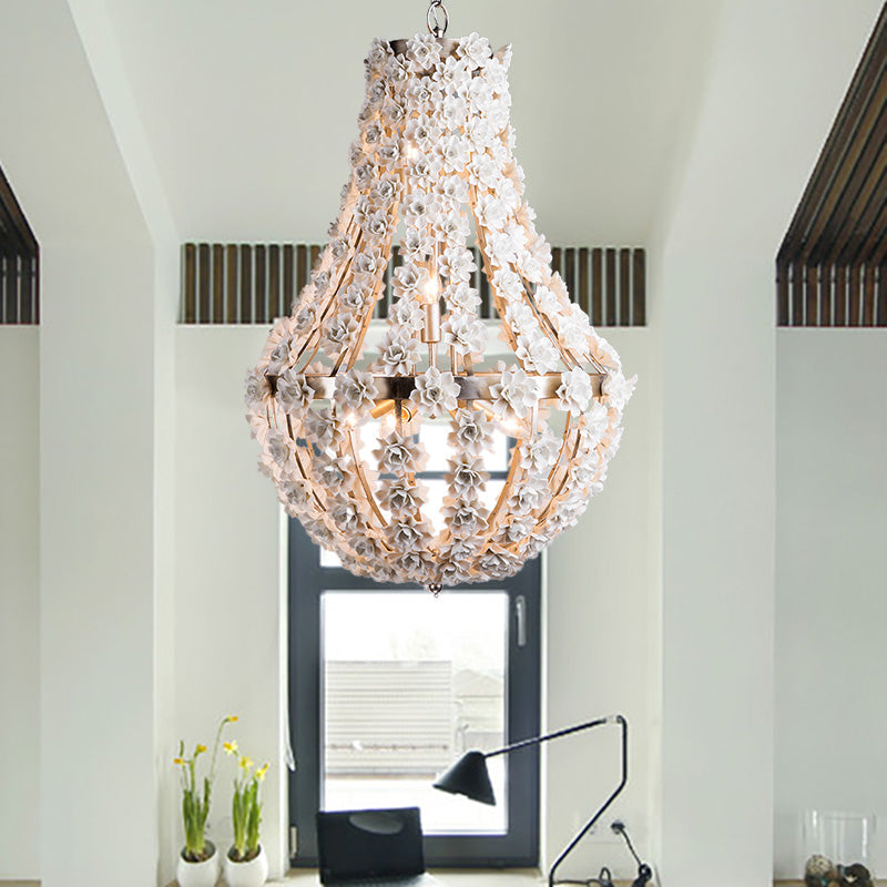 Laser-Cut Chandelier Lamp Nordic Metal 9 Heads 16"/19.5" Wide Silver/Gold Pendant Lighting Fixture with Adjustable Chain Clearhalo 'Ceiling Lights' 'Chandeliers' Lighting' options 229044