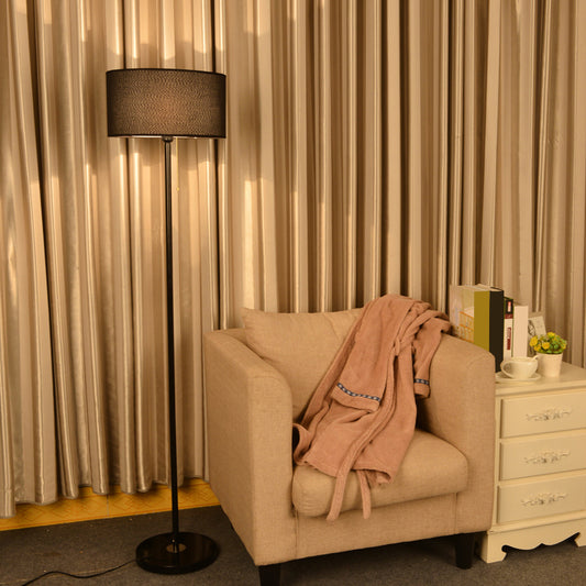 Drum Shade Standing Lighting Contemporary Fabric Single-Bulb Living Room Floor Lamp