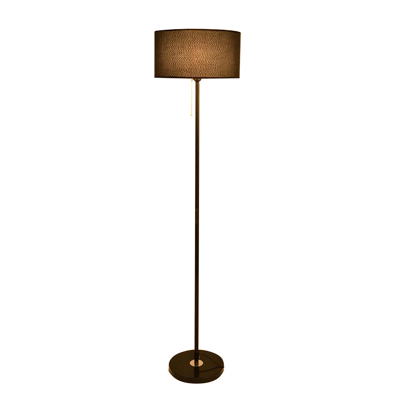 Drum Shade Standing Lighting Contemporary Fabric Single-Bulb Living Room Floor Lamp Black Clearhalo 'Floor Lamps' 'Lamps' Lighting' 2290442
