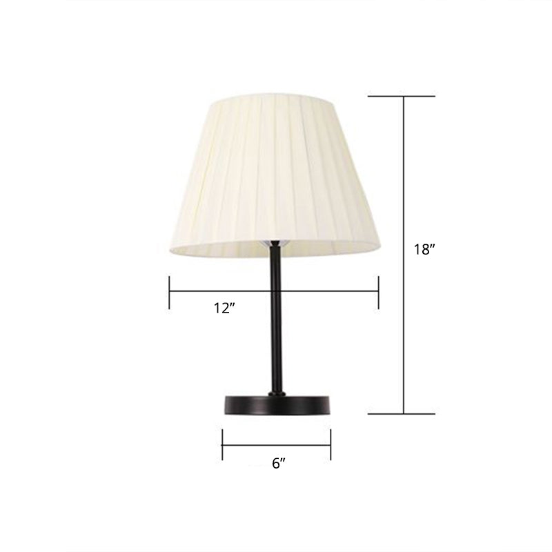 Pleated Fabric Tapered Table Lamp Simple Style 1 Bulb Nightstand Light for Bedside Clearhalo 'Lamps' 'Table Lamps' Lighting' 2290481