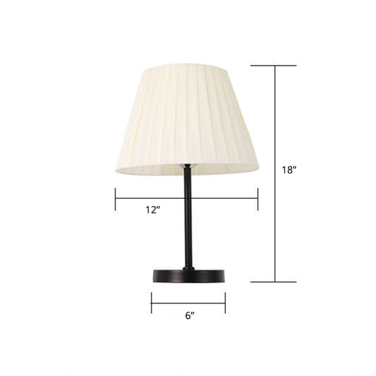 Pleated Fabric Tapered Table Lamp Simple Style 1 Bulb Nightstand Light for Bedside Clearhalo 'Lamps' 'Table Lamps' Lighting' 2290481