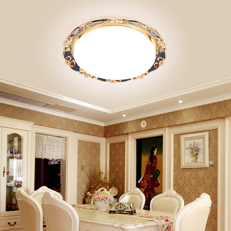 Flower Bedroom Flushmount Lighting Traditional LED Resin Black/Red/Green Flush Mount Lamp Black Clearhalo 'Ceiling Lights' 'Close To Ceiling Lights' 'Close to ceiling' 'Flush mount' Lighting' 229272