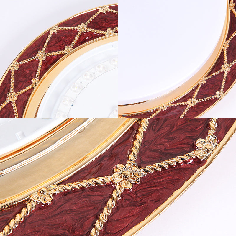 LED Resin Flush Light Fixture Traditional Black/Red/Apricot Bowl Living Room Flush Mount Lighting Clearhalo 'Ceiling Lights' 'Close To Ceiling Lights' 'Close to ceiling' 'Flush mount' Lighting' 229297