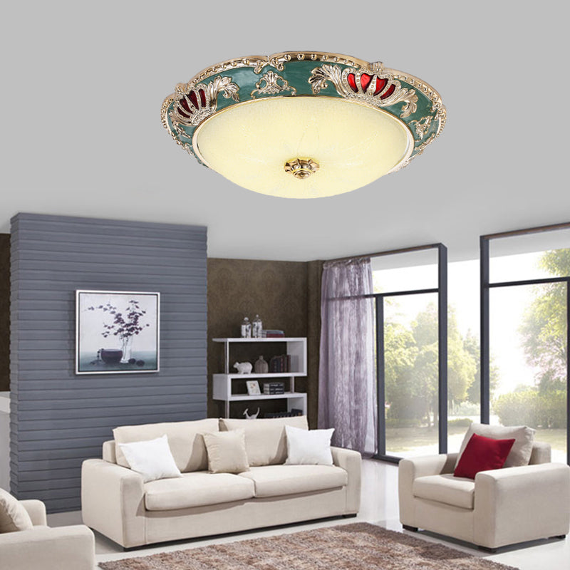 Apricot/Green LED Ceiling Lamp Traditional Resin Crown Flush Light Fixture for Bedroom Clearhalo 'Ceiling Lights' 'Close To Ceiling Lights' 'Close to ceiling' 'Flush mount' Lighting' 229307