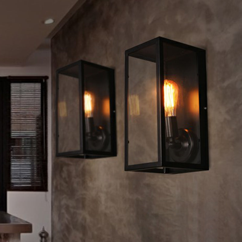 Clear Glass Rectangular Box Wall Lamp Simplicity 1 Head Corridor Wall ...