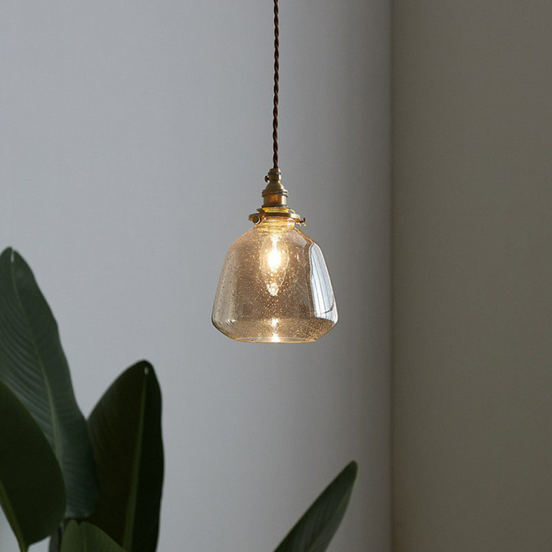 Single-Bulb Hanging Lamp Vintage Tapered Shade Glass Lighting Pendant for Restaurant Clearhalo 'Ceiling Lights' 'Glass shade' 'Glass' 'Industrial Pendants' 'Industrial' 'Middle Century Pendants' 'Pendant Lights' 'Pendants' 'Tiffany' Lighting' 2293523