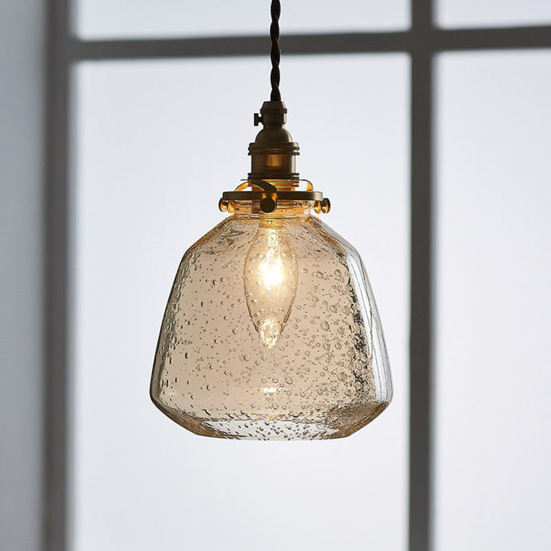 Single-Bulb Hanging Lamp Vintage Tapered Shade Glass Lighting Pendant for Restaurant Clearhalo 'Ceiling Lights' 'Glass shade' 'Glass' 'Industrial Pendants' 'Industrial' 'Middle Century Pendants' 'Pendant Lights' 'Pendants' 'Tiffany' Lighting' 2293524