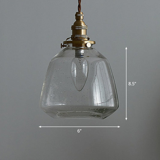 Single-Bulb Hanging Lamp Vintage Tapered Shade Glass Lighting Pendant for Restaurant Clear Clearhalo 'Ceiling Lights' 'Glass shade' 'Glass' 'Industrial Pendants' 'Industrial' 'Middle Century Pendants' 'Pendant Lights' 'Pendants' 'Tiffany' Lighting' 2293526