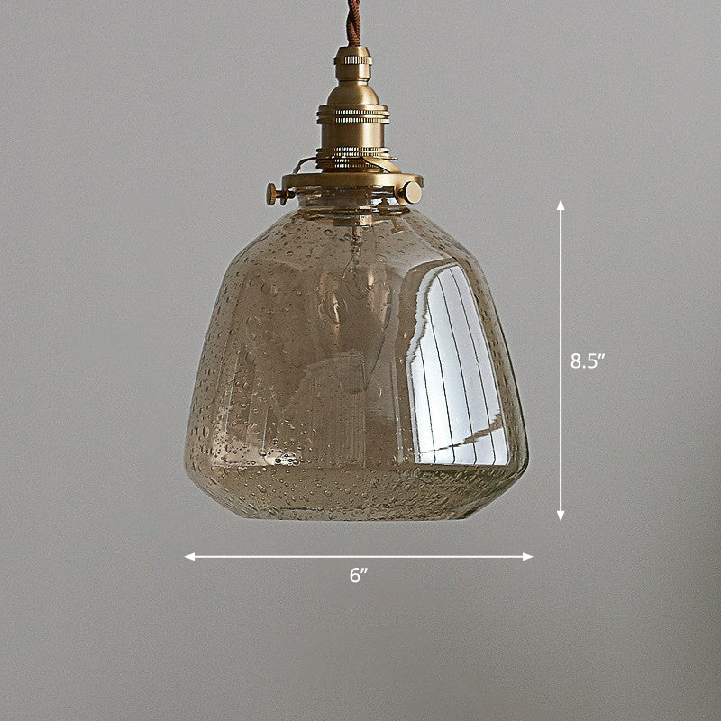 Single-Bulb Hanging Lamp Vintage Tapered Shade Glass Lighting Pendant for Restaurant Cognac Clearhalo 'Ceiling Lights' 'Glass shade' 'Glass' 'Industrial Pendants' 'Industrial' 'Middle Century Pendants' 'Pendant Lights' 'Pendants' 'Tiffany' Lighting' 2293527