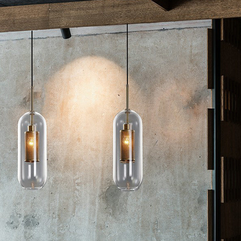 Clear Glass Shaded Hanging Light Simplicity 1��Bulb Restaurant Pendant Light Fixture Clearhalo 'Ceiling Lights' 'Glass shade' 'Glass' 'Industrial Pendants' 'Industrial' 'Middle Century Pendants' 'Pendant Lights' 'Pendants' 'Tiffany' Lighting' 2293540