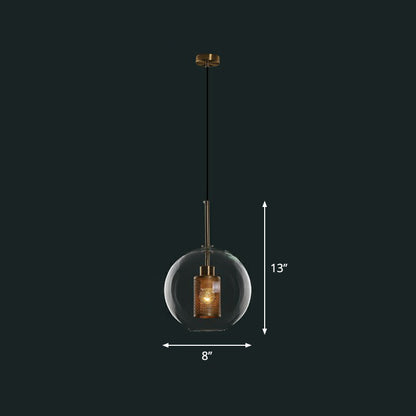 Clear Glass Shaded Hanging Light Simplicity 1��Bulb Restaurant Pendant Light Fixture Clear D Clearhalo 'Ceiling Lights' 'Glass shade' 'Glass' 'Industrial Pendants' 'Industrial' 'Middle Century Pendants' 'Pendant Lights' 'Pendants' 'Tiffany' Lighting' 2293542