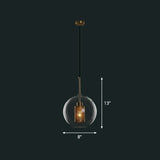 Clear Glass Shaded Hanging Light Simplicity 1��Bulb Restaurant Pendant Light Fixture Clear D Clearhalo 'Ceiling Lights' 'Glass shade' 'Glass' 'Industrial Pendants' 'Industrial' 'Middle Century Pendants' 'Pendant Lights' 'Pendants' 'Tiffany' Lighting' 2293542