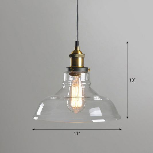 1��Head Suspension Lighting Retro Style Pot Lid Clear Glass Hanging Pendant Light Fixture Clearhalo 'Ceiling Lights' 'Glass shade' 'Glass' 'Industrial Pendants' 'Industrial' 'Middle Century Pendants' 'Pendant Lights' 'Pendants' 'Tiffany' Lighting' 2293554