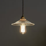 Cone Clear Ribbed Glass Hanging Lamp Vintage Single-Bulb Dining Room Lighting Pendant Clearhalo 'Ceiling Lights' 'Glass shade' 'Glass' 'Industrial Pendants' 'Industrial' 'Middle Century Pendants' 'Pendant Lights' 'Pendants' 'Tiffany' Lighting' 2293562